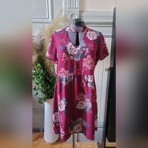Burgundy floral dress